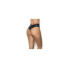 String bande large en wetlook noir, taille haute, tissu fronçé à l'arrière 